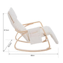 Poltrona a Dondolo con Poggiagambe in Legno Curvato Crema 