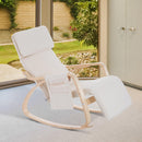 Poltrona a Dondolo con Poggiagambe in Legno Curvato Crema 