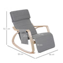 Poltrona a Dondolo con Poggiagambe in Legno Curvato Grigio 