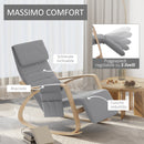 Poltrona a Dondolo con Poggiagambe in Legno Curvato Grigio 