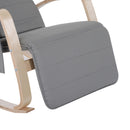 Poltrona a Dondolo con Poggiagambe in Legno Curvato Grigio 