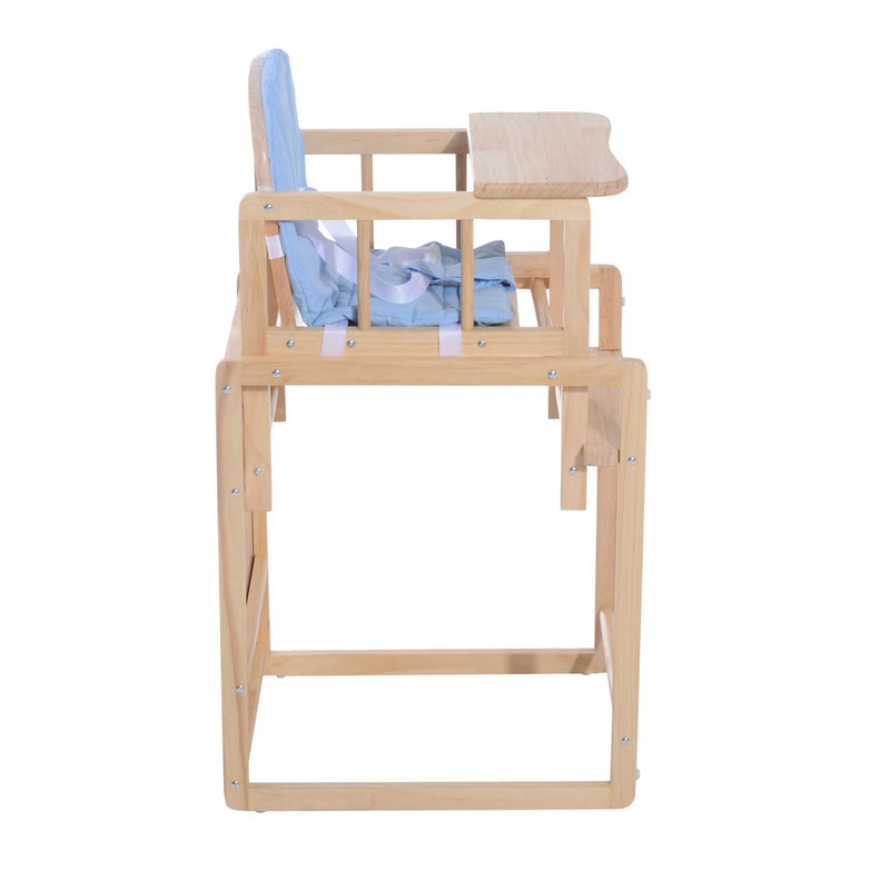 Seggiolone Multifunzione per Bambini in Legno di Pino Azzurro 50x44x88 cm 