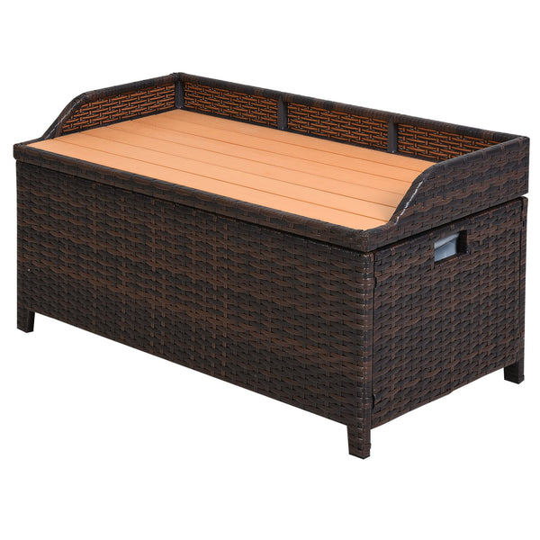 Baule Cassapanca da Esterno in Rattan Sintetico 102x51x51 cm Marrone online