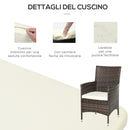 Set Salotto da Giardino in Rattan Sintetico 2 Poltrone e Tavolino Marrone 