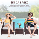 Set Salotto da Giardino in Rattan Sintetico 2 Poltrone e Tavolino Marrone 