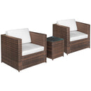 Set Salotto da Giardino in Rattan Sintetico 2 Divani e Tavolino Marrone 