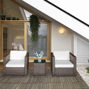 Set Salotto da Giardino in Rattan Sintetico 2 Divani e Tavolino Marrone 