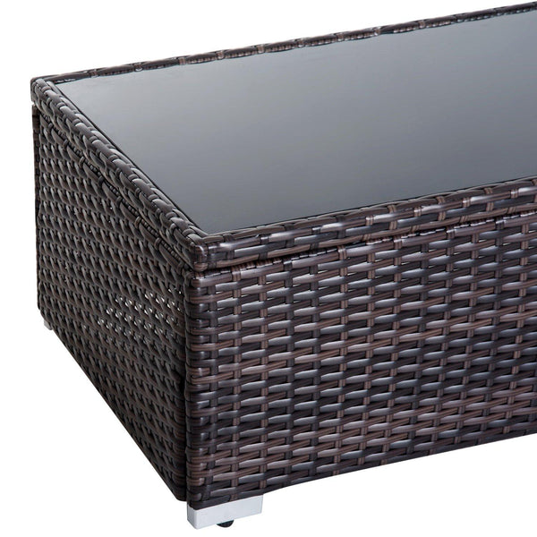 Set Salotto da Giardino in Rattan Sintetico Divano Poltrona Pouf e Tavolino Marrone acquista