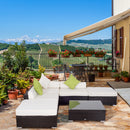 Set Salotto da Giardino in Rattan Sintetico Divano 2 Pouf e Tavolino Marrone 