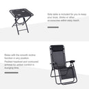 Set 2 Sedie a Sdraio e Tavolino da Giardino Regolabili Pieghevoli Tessuto di Textilene Nero 