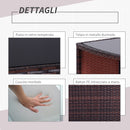 Set Tavolino e 2 Sedie da giardino in Rattan Sintetico e Ferro Marrone e Nero 