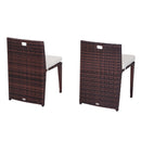 Set Tavolino e 2 Sedie da giardino in Rattan Sintetico e Ferro Marrone e Nero 