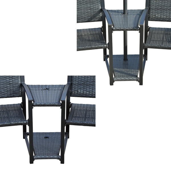 sconto Set Tavolino e 2 Sedie e Ombrellone da Giardino in Ferro con Cuscini Nero