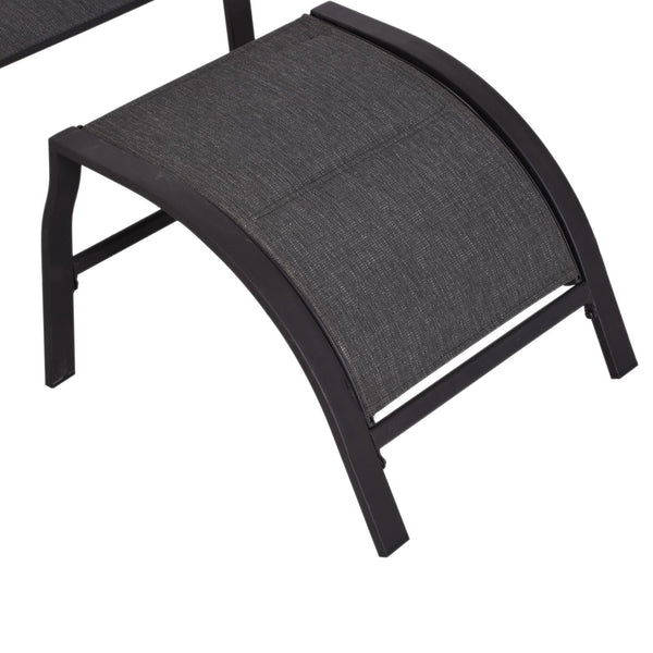 acquista Set Tavolino e 2 Sedie Sdraio da giardino in Metallo e Textilene con Poggiapiedi e Tavolino Nero