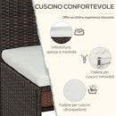 Set Tavolo e 4 Sedie da giardino in Rattan Sintetico e Acciaio con Cuscini Marrone 