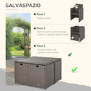 Set Tavolo e 4 Sedie da giardino in Rattan Sintetico e Acciaio con 4 Poggiapiedi Grigio 