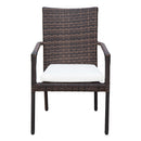 Set Tavolo e 6 Sedie da giardino in Rattan Sintetico e Vetro Marrone 