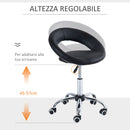 Sgabello Estetista Girevole da Salone Altezza Regolabile in Similpelle Nero 50x54x66-78 cm 