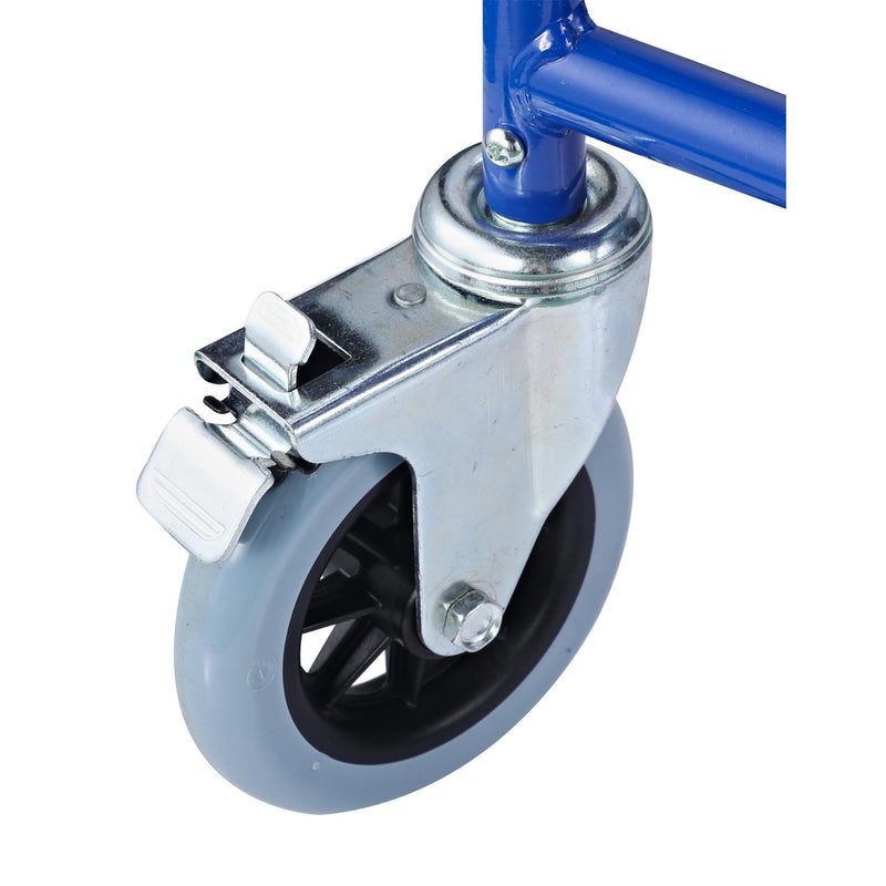 Sedia a Rotelle Bagno con Vaso Rimovibile in Ferro Nero e blu 83x53x85 cm 