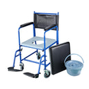 Sedia a Rotelle Bagno con Vaso Rimovibile in Ferro Nero e blu 83x53x85 cm 