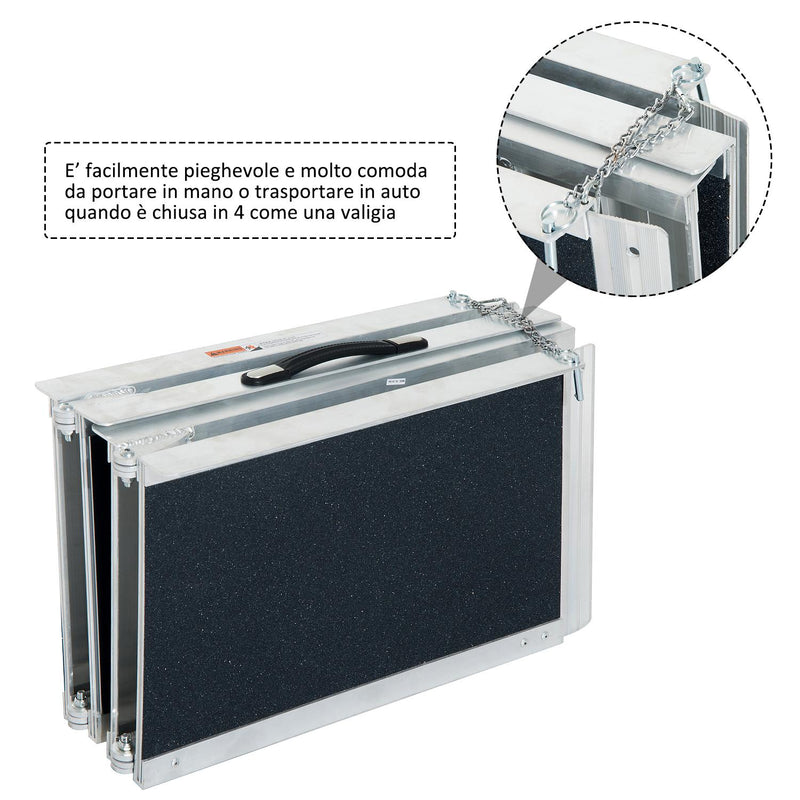 Rampa per Sedia a Rotelle in Alluminio Ripiegabile a Valigia 61x36x16 cm 