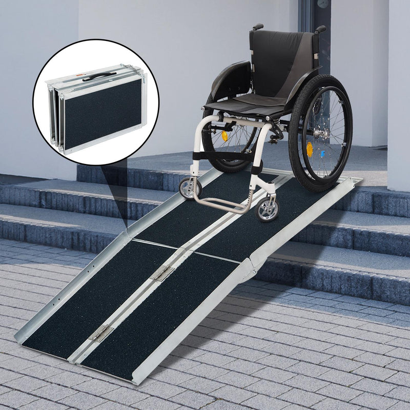 Rampa per Sedia a Rotelle in Alluminio Ripiegabile a Valigia 61x36x16 cm 