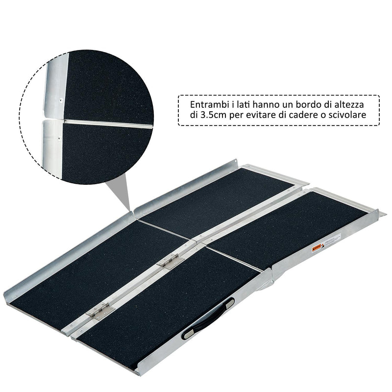 Rampa per Sedia a Rotelle in Alluminio Ripiegabile a Valigia 61x36x16 cm 