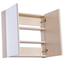Specchiera da Bagno 2 ante e 3 Ripiani in Legno Rovere 63x60x13.5 cm 