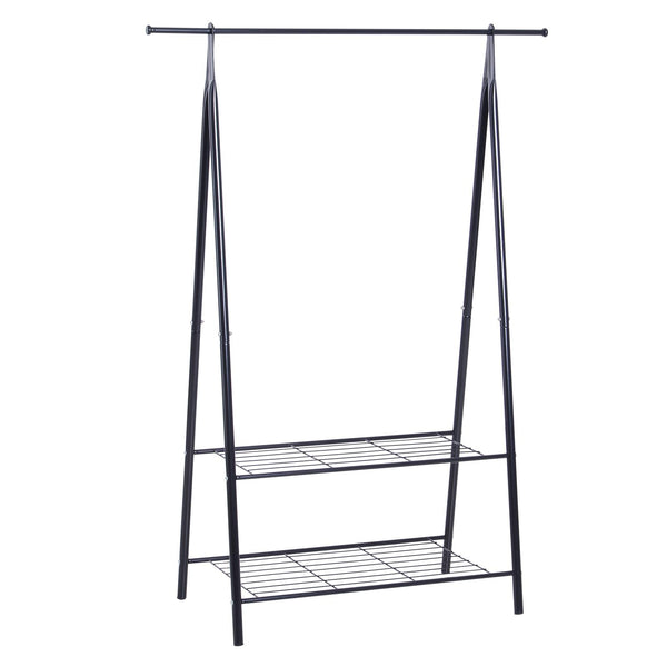 acquista Stander Appendiabiti con 2 Ripiani Scarpiera in Acciaio Robusto Nero 100x46x148 cm