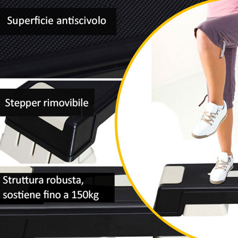 Step Professionale da Aerobica Fitness 76x29x12.5 cm/17.5 cm/22.5 cm 