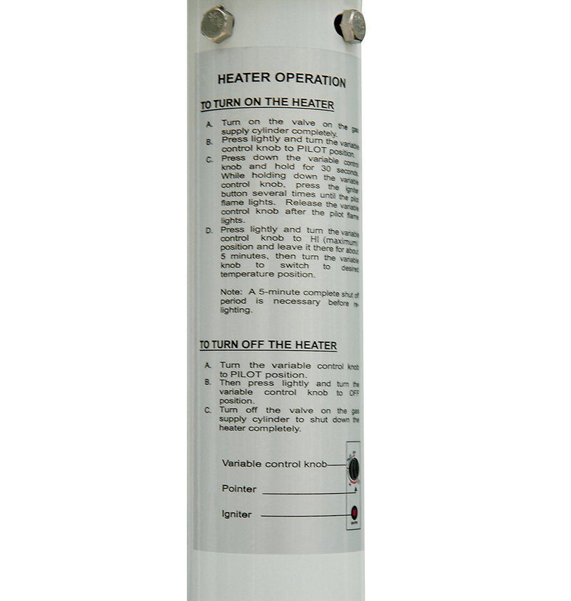 Stufa da Esterno Fungo a Gas in Ferro Patio Heater Bianca 