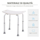 Sgabello per Doccia Bagno antiscivolo bianco altezza regolabile 