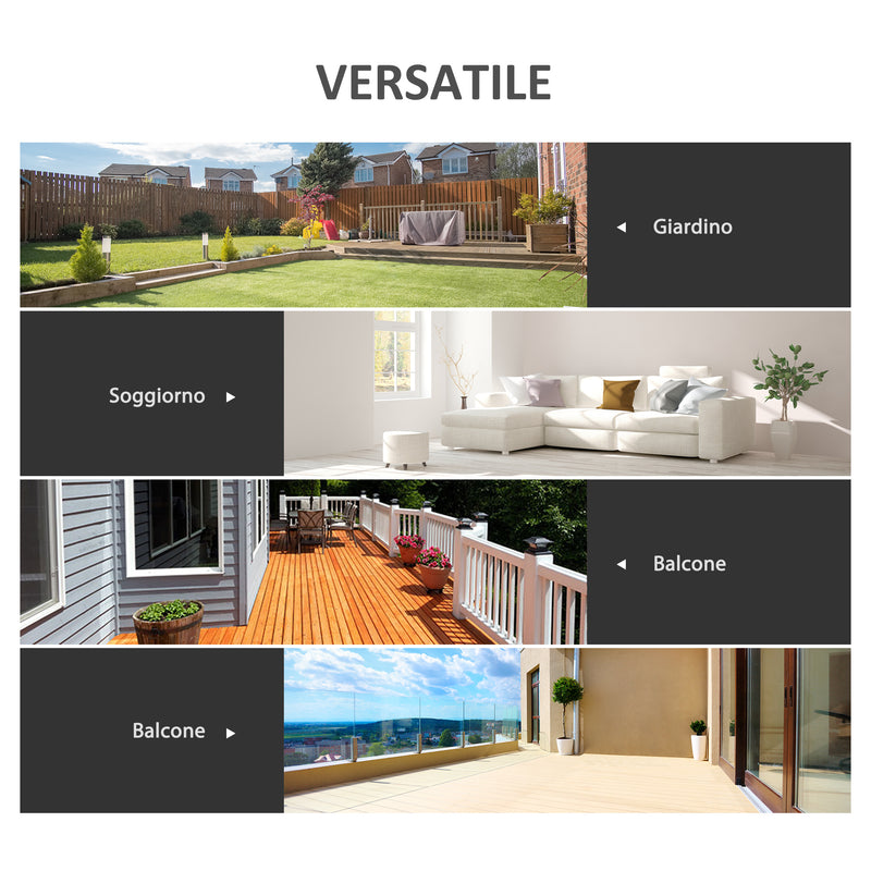 Tavolino da Giardino in Metallo con Piano in Vetro Temperato Nero 68.5x68.5x84 cm 