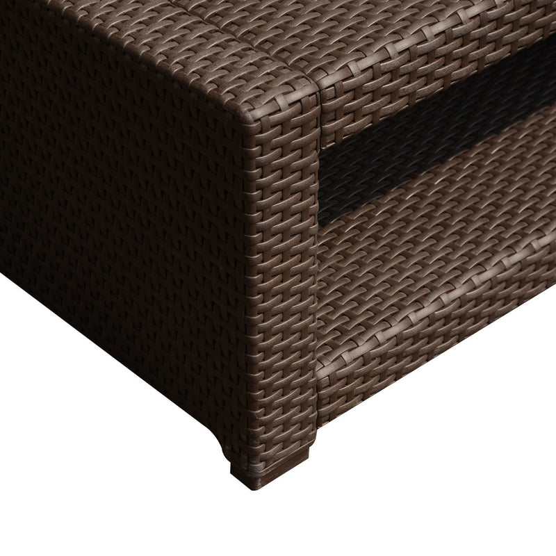 Tavolino da Giardino in Rattan Sintetico Marrone 93x56x38.5 cm 