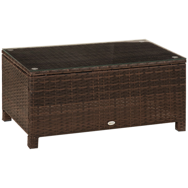 Tavolino da Giardino in Rattan Sintetico con Piano in Vetro Temperato Marrone 85x50x39 cm acquista