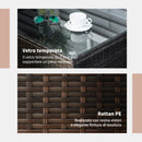 Tavolino da Giardino in Rattan Sintetico con Piano in Vetro Temperato Marrone 85x50x39 cm 