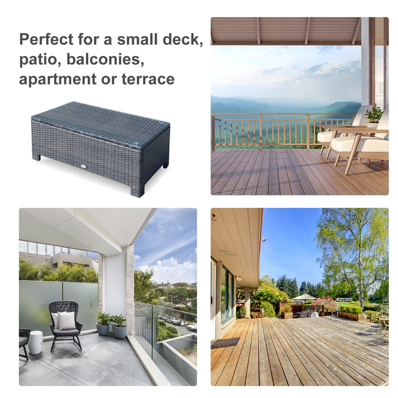 Tavolino da Giardino in Rattan Sintetico con Piano in Vetro Temperato Marrone 85x50x39 cm 