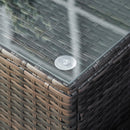 Tavolino da Giardino in Rattan Sintetico con Piano in Vetro Temperato Marrone 85x50x39 cm 