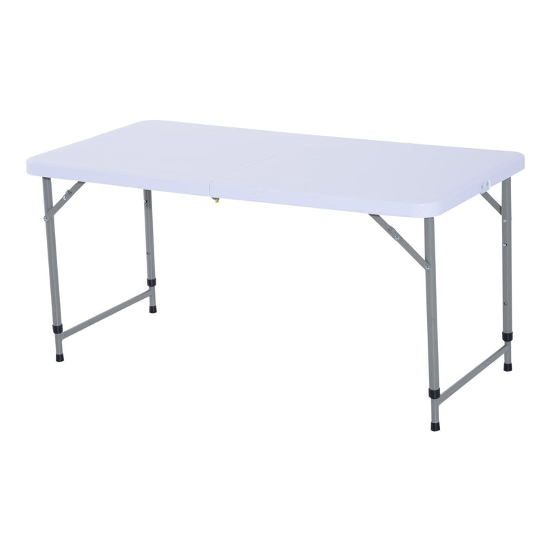 Tavolo da Campeggio Picnic Richiudibile a Valigetta in Polietilene Bianco 122x61x59/74 cm 