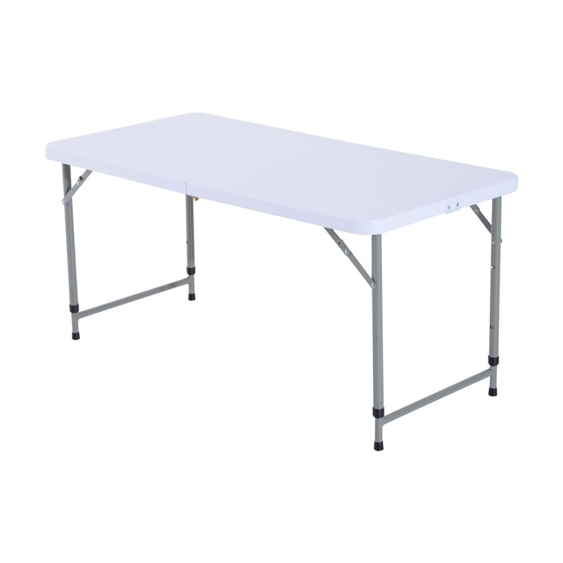 Tavolo da Campeggio Picnic Richiudibile a Valigetta in Polietilene Bianco 122x61x59/74 cm 