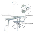 Tavolino da Campeggio Picnic Pieghevole in Alluminio 154.5x40.5x82 cm 