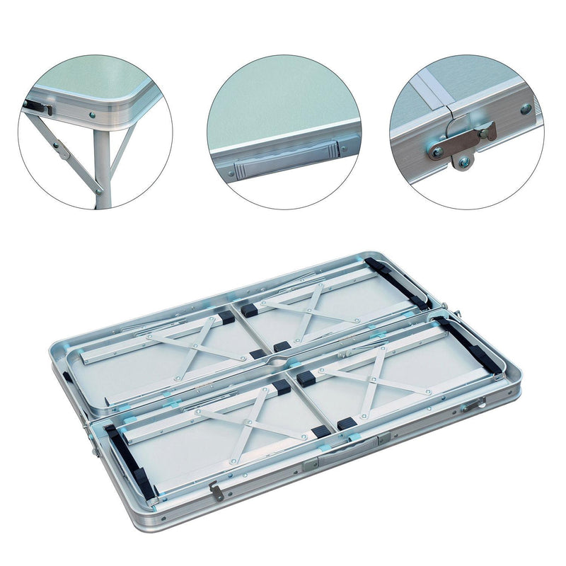 Set Tavolo da Campeggio Picnic 2 Panche Pieghevole in Alluminio Argento 
