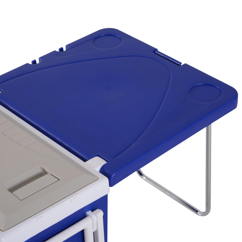 Set Tavolo da Campeggio con Box Refrigerante e 2 Sedie Pieghevoli 