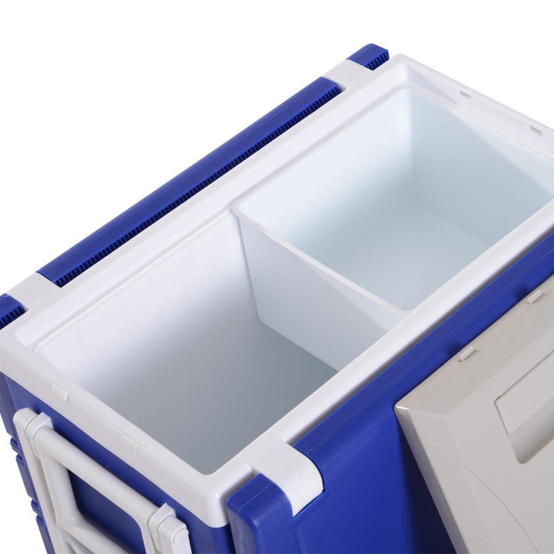 Set Tavolo da Campeggio con Box Refrigerante e 2 Sedie Pieghevoli 