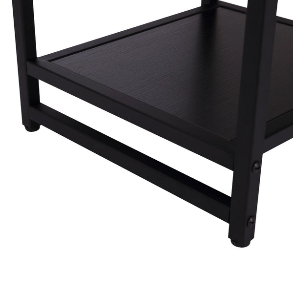 Tavolino Basso Stile Industriale in Legno e Metallo Nero 38x38x45.7 cm sconto