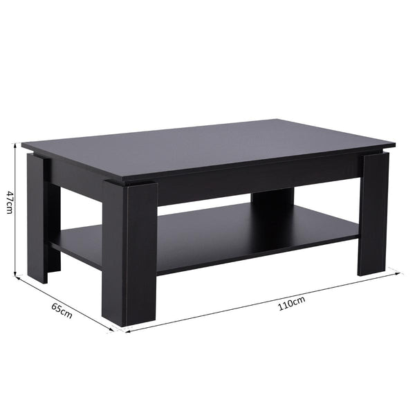 Tavolino da Caffè a 2 Livelli in Legno Nero 110x65x47 cm sconto