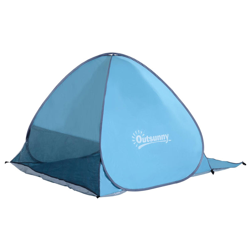 Tenda da Spiaggia Campeggio Impermeabile Apertura Pop-Up 150x200x115 cm Azzurro 