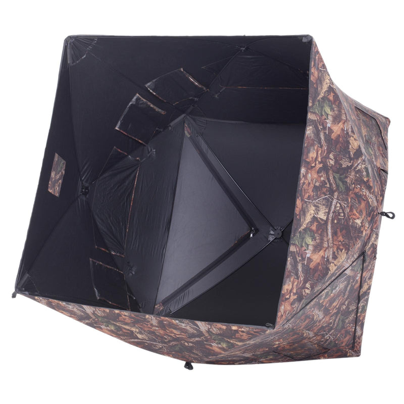 Tenda Stealth Camo per Caccia e Fotografia 2 Persone 4 Finestre Ottima Visibilità Tessuto Oxford 145x145x165 cm 