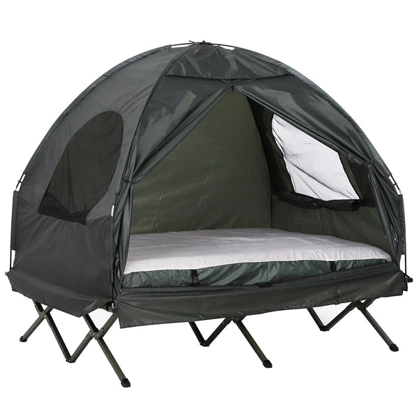 prezzo Tenda da Campeggio a 2 Posti con Materasso Gonfiabile e Borsa in Polietilene Verde Scuro 193x136x136 cm