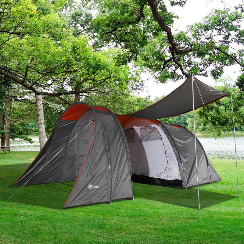 Tenda da campeggio per 4-6 persone blu e grigio 500x320x195 cm 